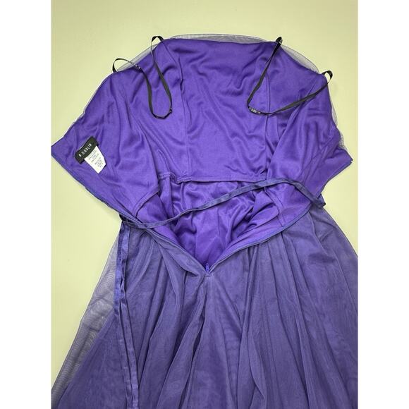 Vintage Y2K Asymmetrical Tulle Satin Trim Dress Womens 7/8 Fairy Whimsigoth HOCO - Picture 14 of 16